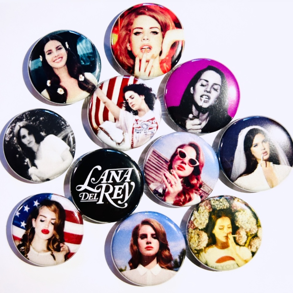 Set of 10 1" LANA DEL REY Metal Pinback Buttons